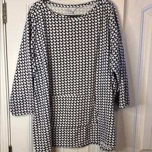 Y2K Vintage Liz Claiborne Navy and White Crescent-Print Tunic